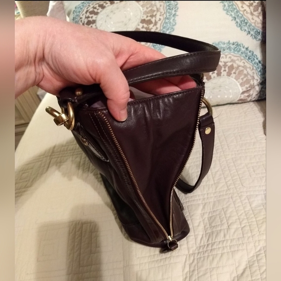 Coach Kristin Spectator Purple Brown Leather North South Zip Tote Bag MSRP $458 - Picture 5 of 12